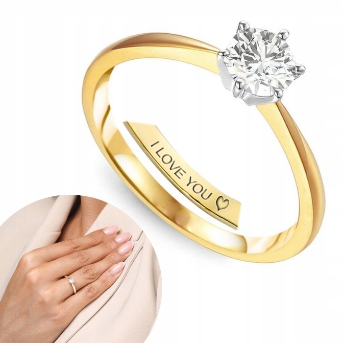 Zlatý Prstýnek 585 Přírodní diamant 0,40 ct Módní Dárek