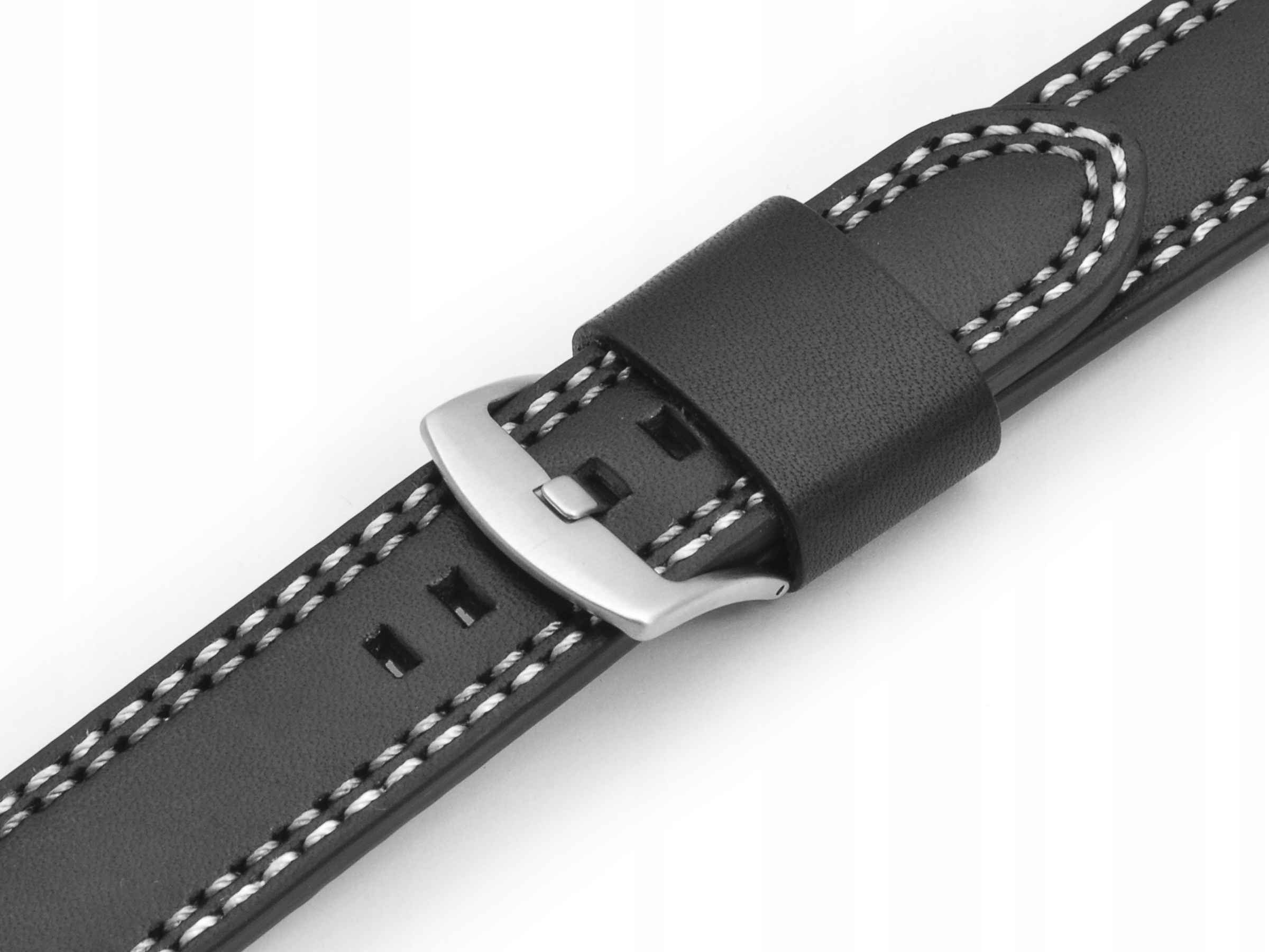 Černý Kožený Silný Řemínek Pro Hodinky Torino 22