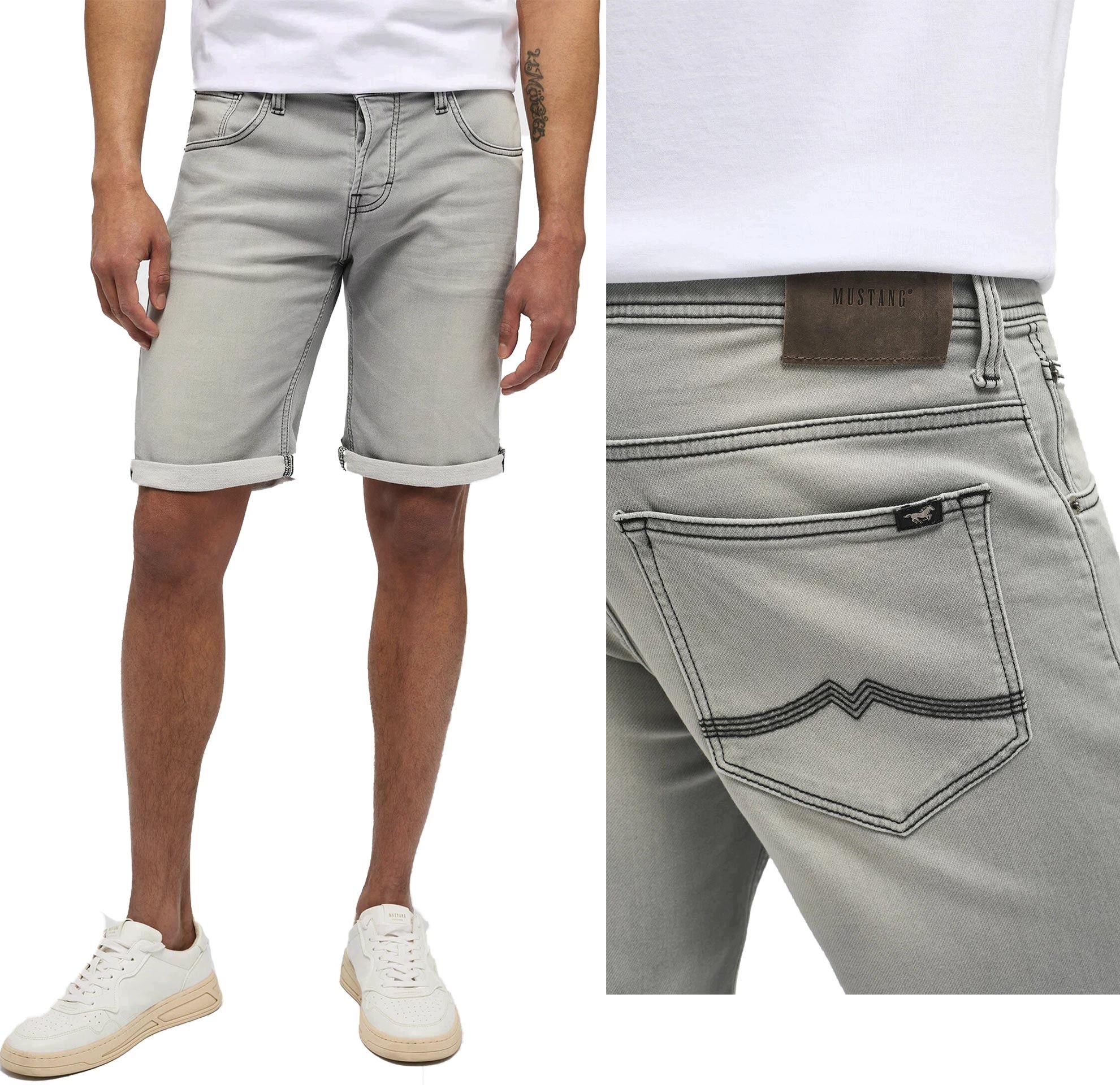 Mustang Chicago Shorts Light Grey 842 kraťasy pánské džínové šortky W36