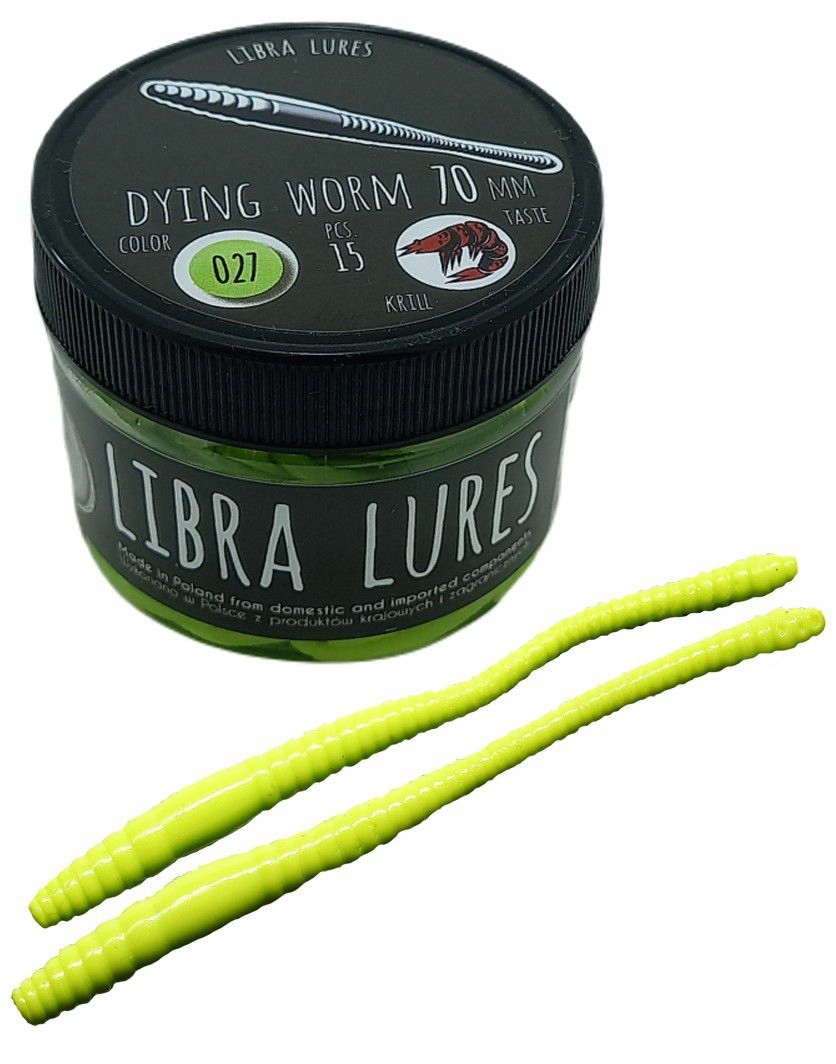 Libra Lures Dying Worm 027 Apple Green 7cm Kryl 15 sztk