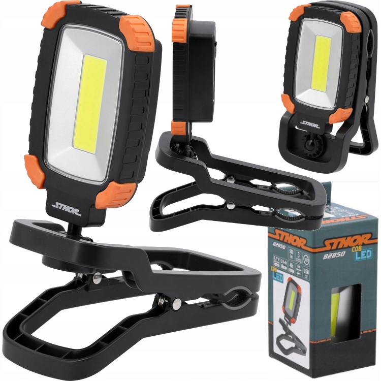 Reflektor Przenośny 360° Akumulatorowy 3,7V 2Ah Cob Led 5W 500LM Z Klipsem