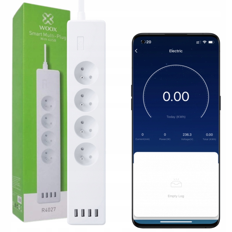 Zásuvková Lišta Wifi 4 x Ac 4 x Usb, prodlužovací kabel 1,8 m Tuya, Woox