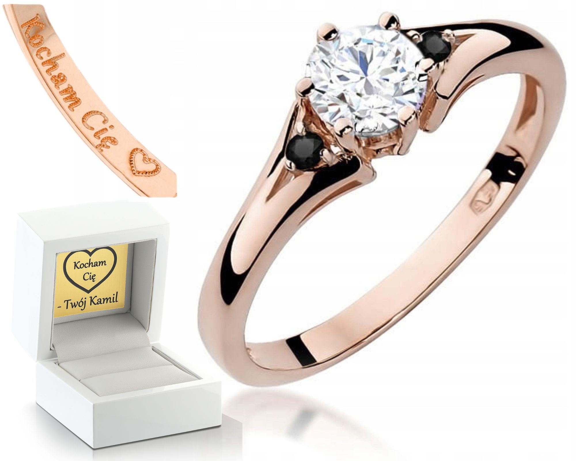 Zásnubní Prstýnek Stříbrný Prsten Ryzost 585 S Diamanty A Bílým Safírem