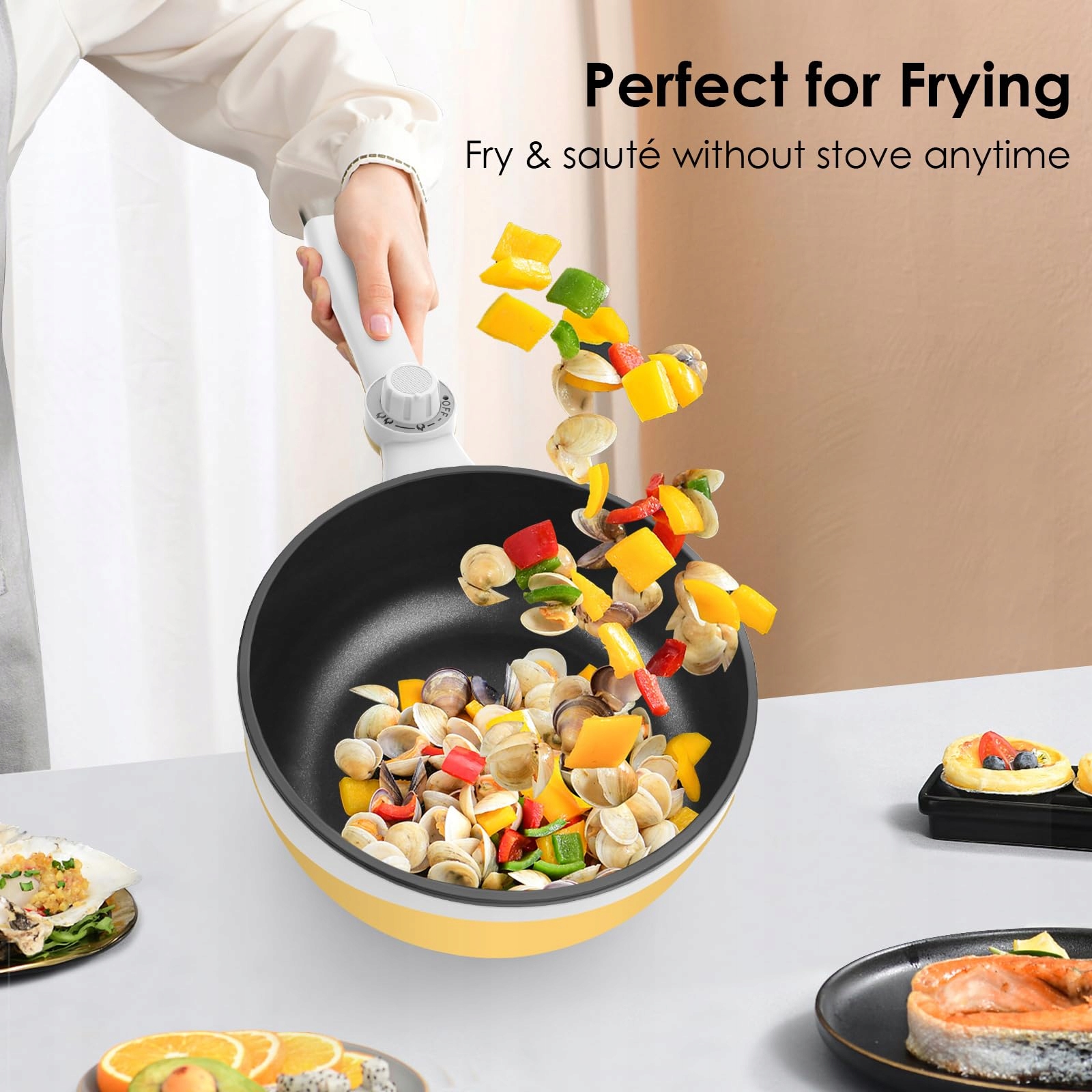 AUDECOOK 1,7L Przenośna Patelnia Antyadhezyjna Multicooker — miniatura 2