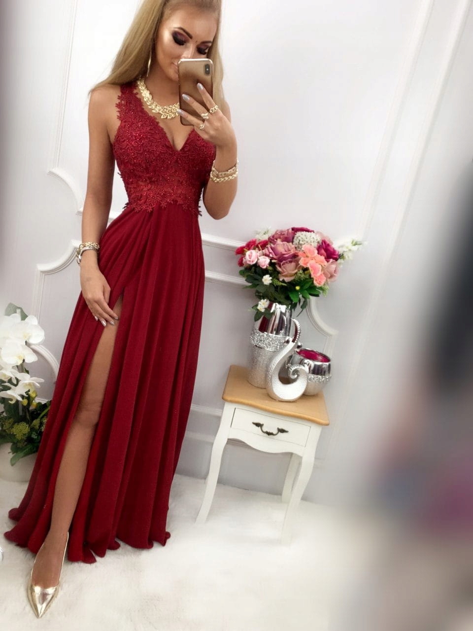 Šaty Na Svatební Hostinu Maclaren Dlouhá Bordó 36 S