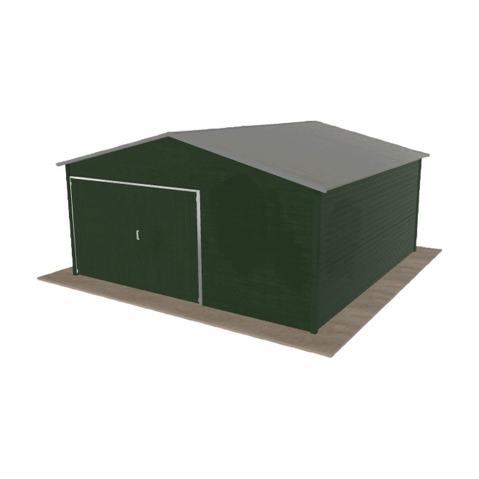 Plechová garáž 5x5 m jednopolohová, dvoupolohová, zelená