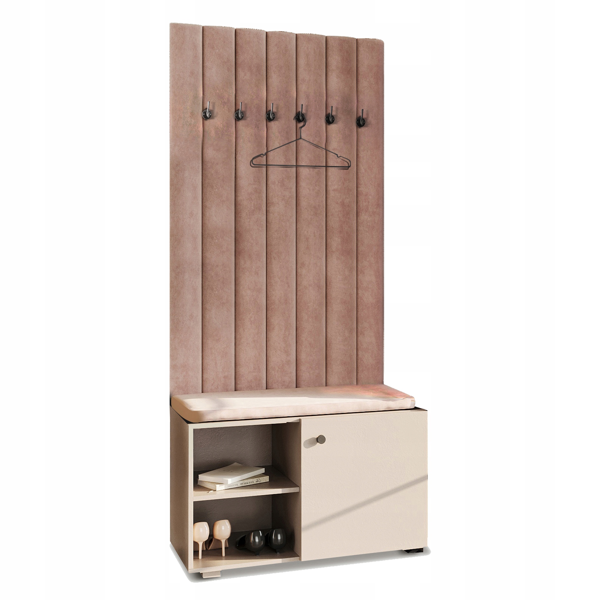 Šatní skříň s čalouněným sedákem Aria Cloud 60, béžová barva