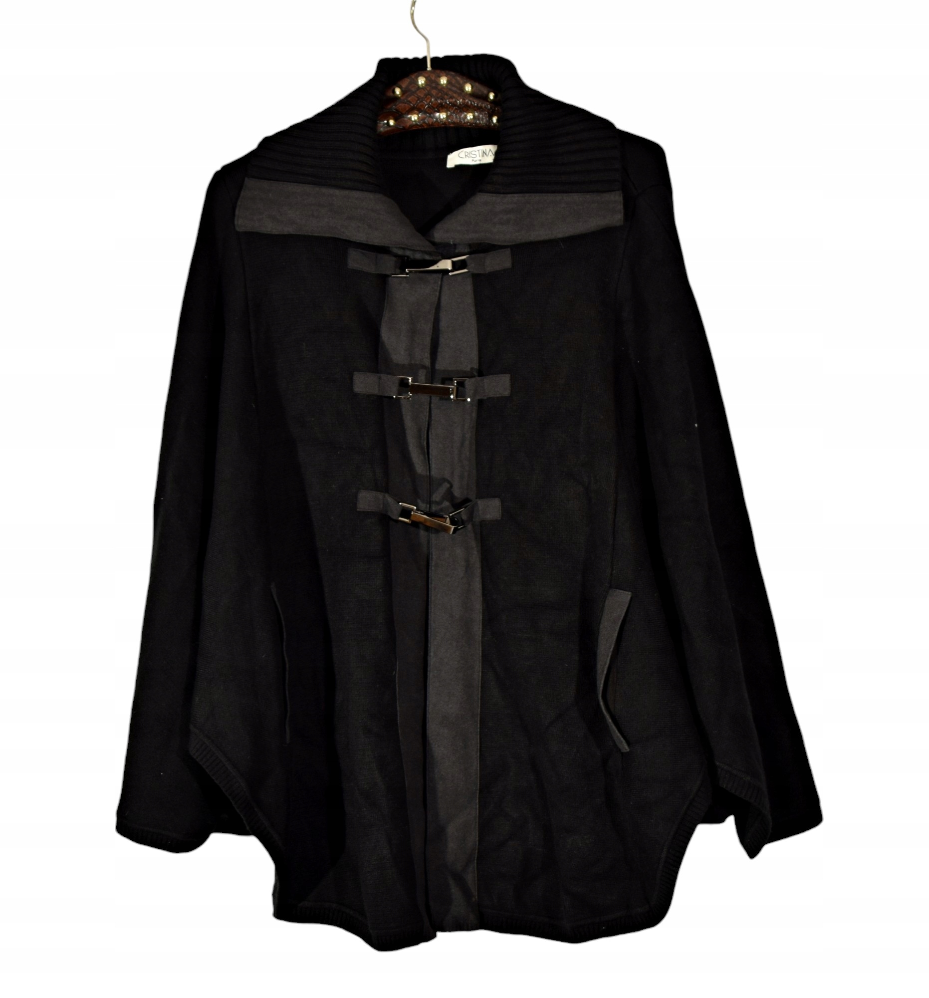 CRISTINA PARIS czarne ponczo 40-52