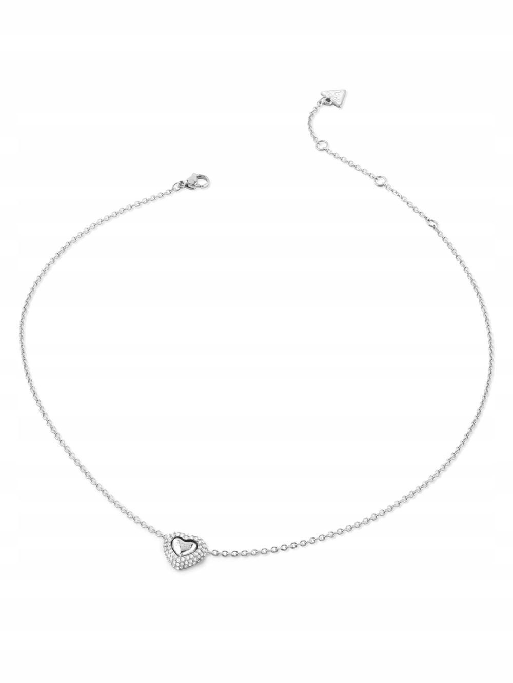 Guess Beloved stříbrný náhrdelník srdce s krystaly JUBN05018JW-RH