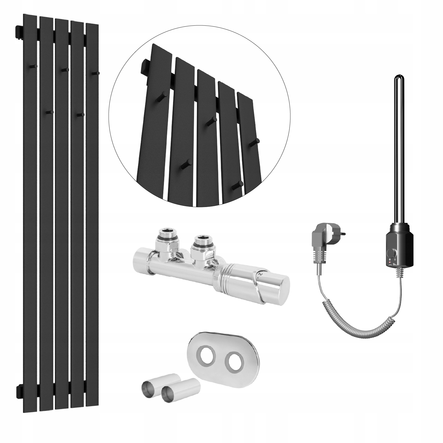 Set Vodovodní a elektrický ohřívač Bellohook 160x38 Černá Struktura