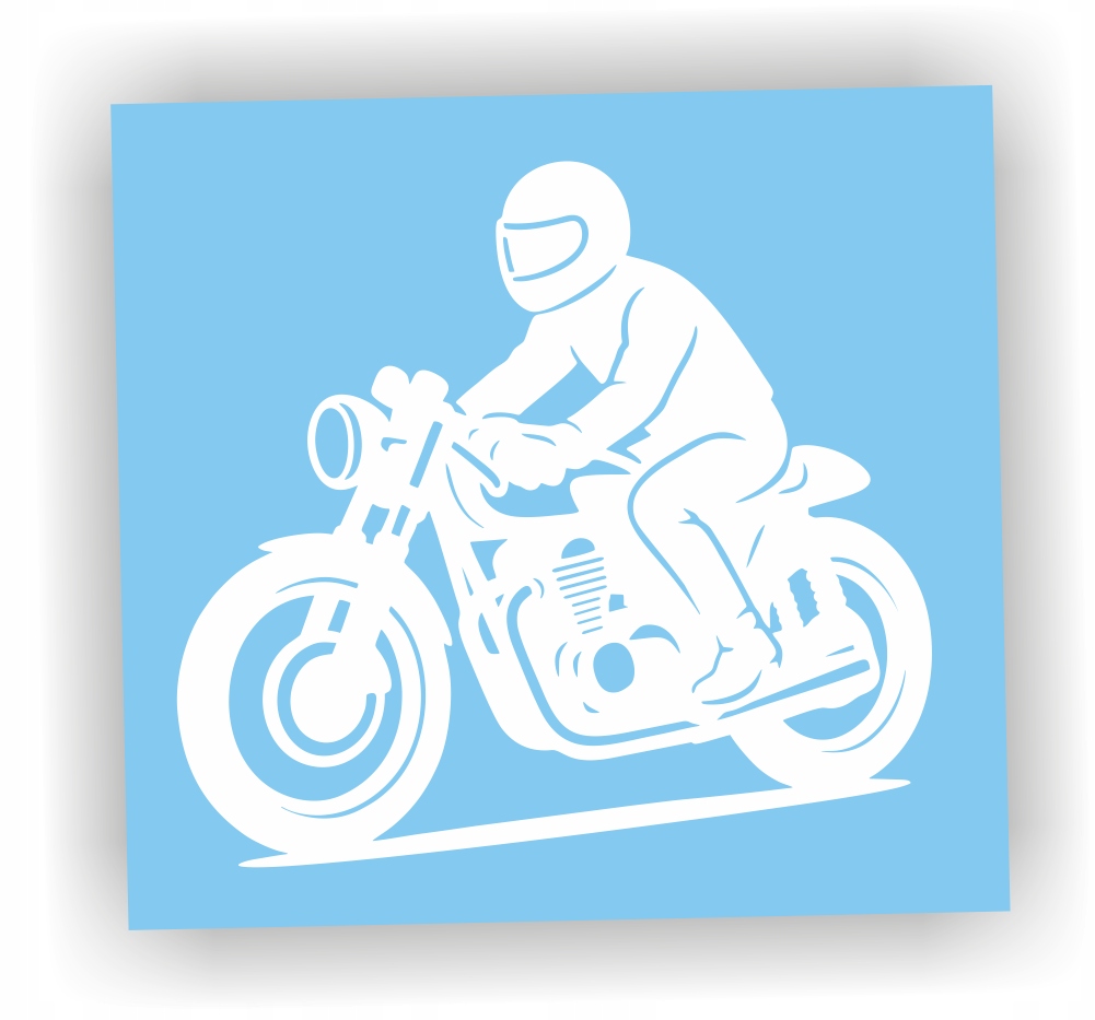 Naklejka Cafe Racer kolor Biały motocykl motocyklista naklejki na samochód!