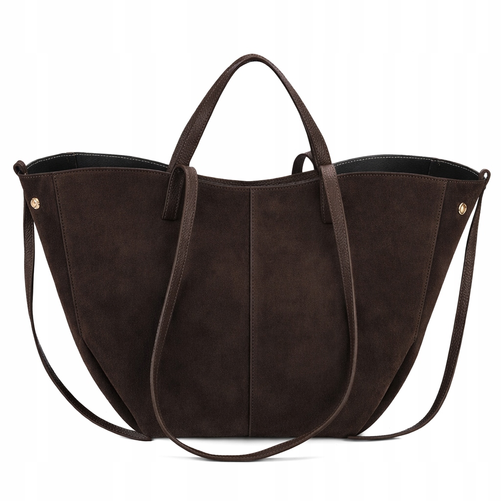 Vera Pelle kožená semišová dámská kabelka shopperka přes rameno hnědá lodička