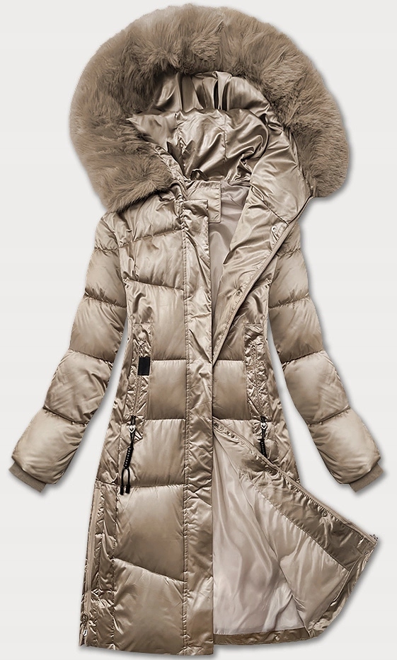 Zimní Bunda Kapuce B8267 Béžová 52