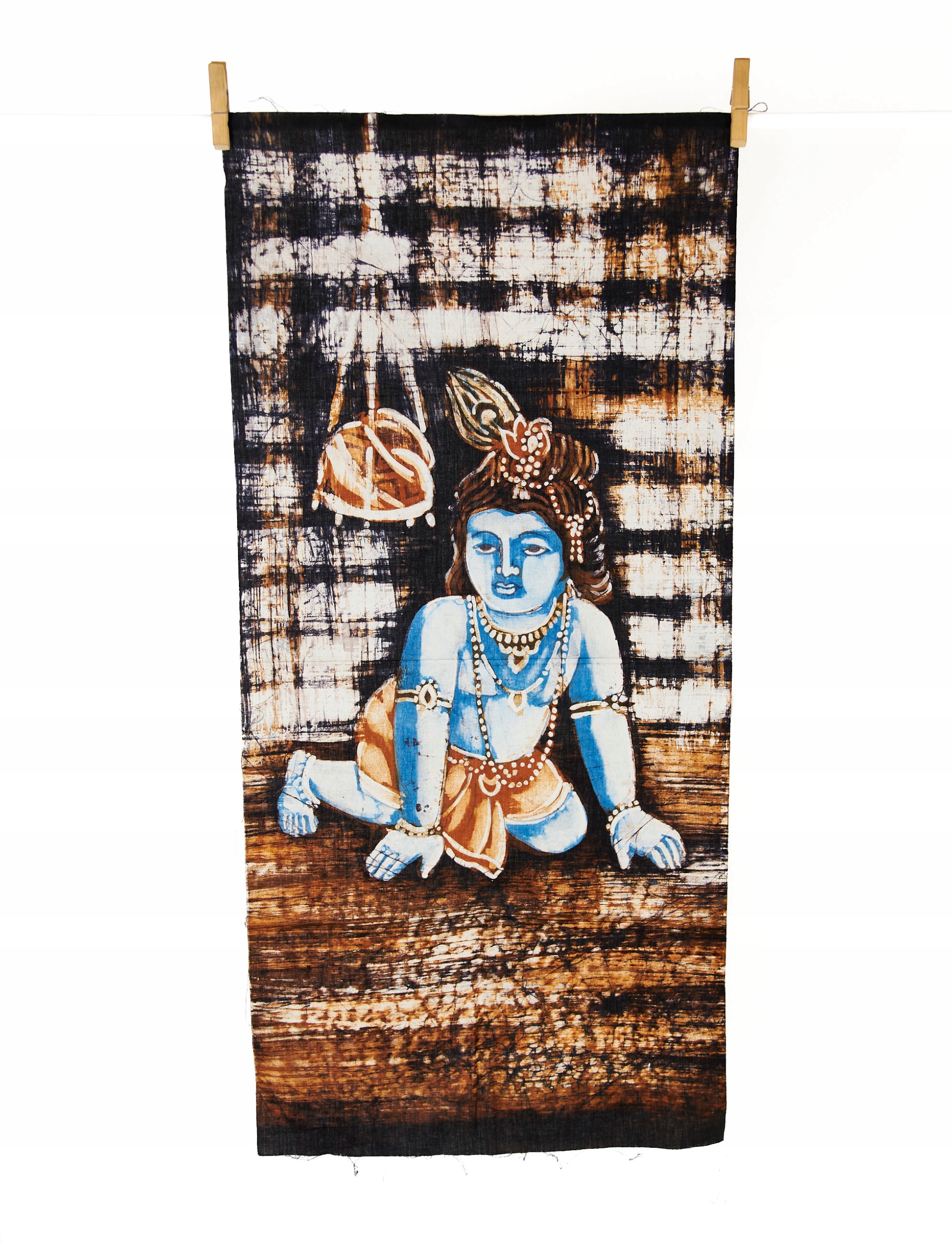 Unikát obraz na vosku Batik s malou Šivou Shiva