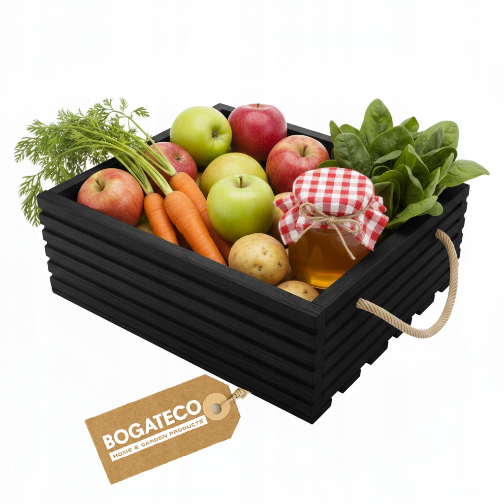 Dřevěná Krabička S Úchytem Pro Skladování 40x35x14,5 cm Černá