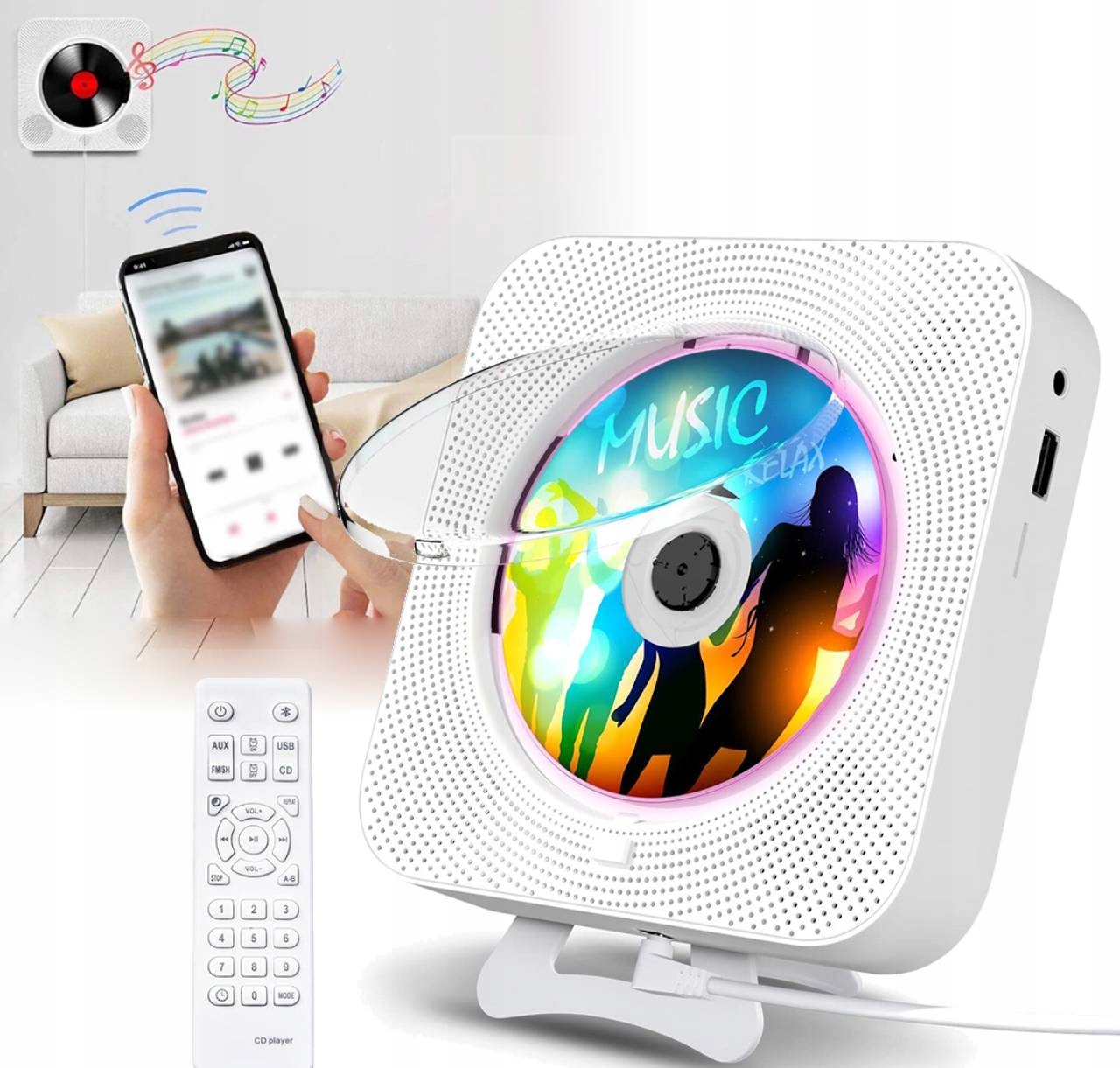 Bluetooth Reproduktor S Fm Rádiem A CD Přehrávačem 2V1, Nástěnný A Stolní