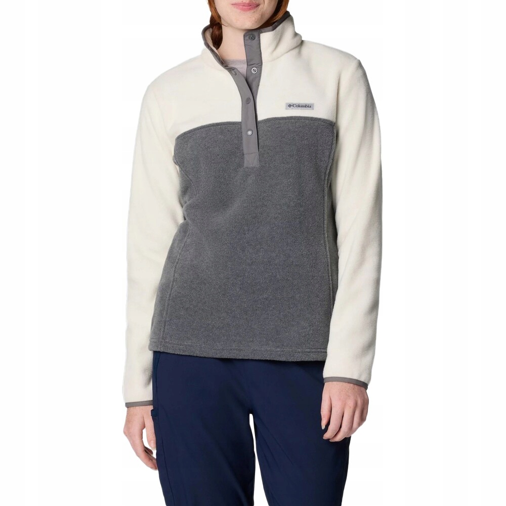 Fleecová Mikina fleecová mikina Columbia Benton Springs Half Snap Pullover II šedá/křídová velikost S