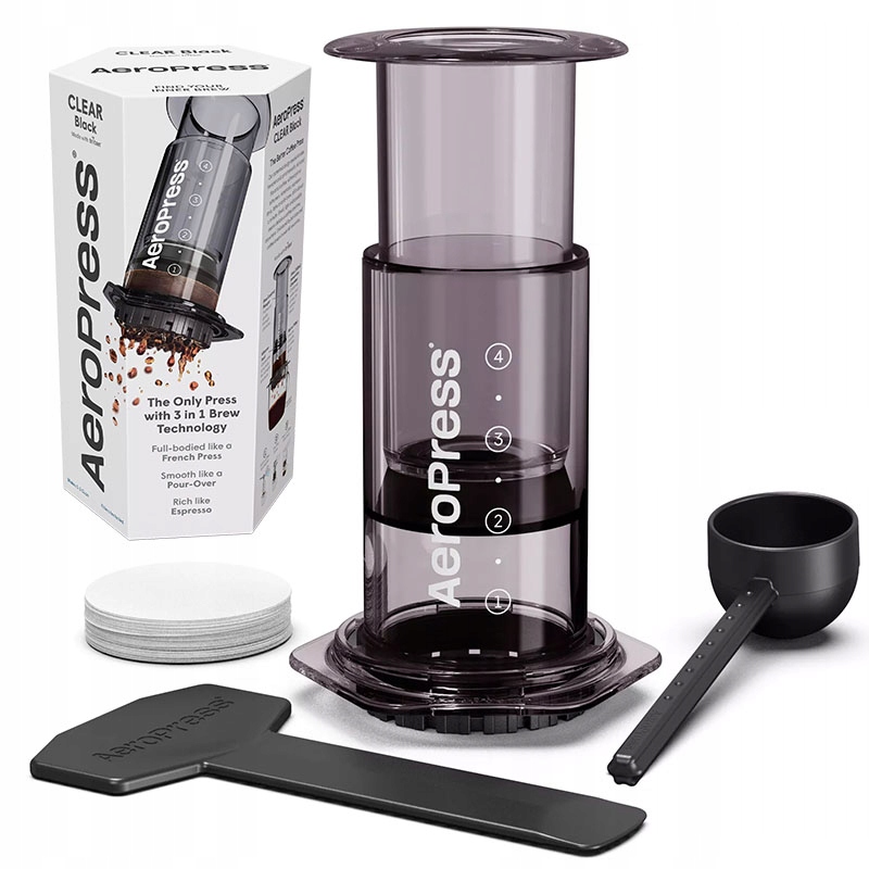 Aeropress Clear Black Zaparzacz i Filtry kolor czarny Oryginał