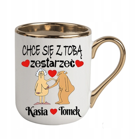 Kubek Elegant Rocznica Walentynki Urodziny Chcę Się Z Tobą Zestarzeć Imię