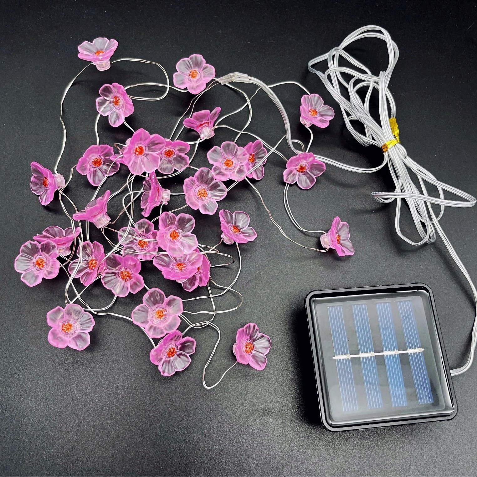 Solarna Lampa Ogrodowa Dekoracyjna Różowe Kwiaty Ciepły Biały 3M LED JZK — miniatura 6