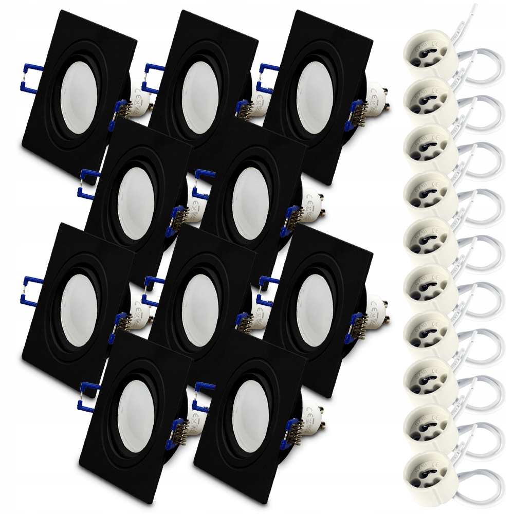 

10x Oprawa halogen Odlew Czarna Led GU10 7W 4000K