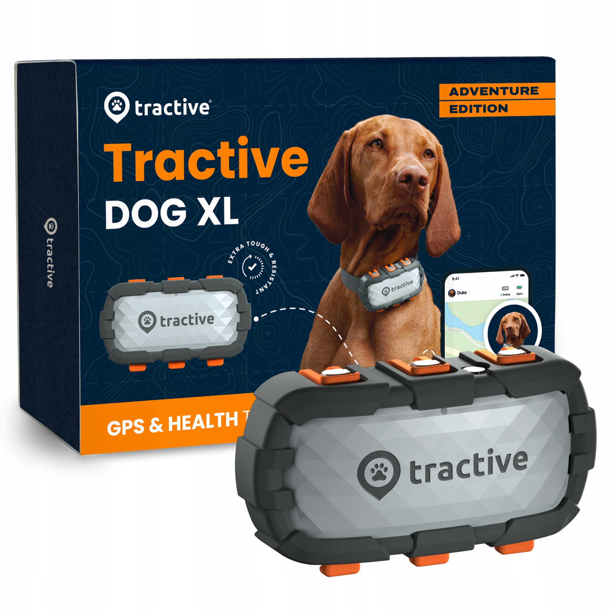 Levně Lokátor obdélníkový Tractive odstíny šedé