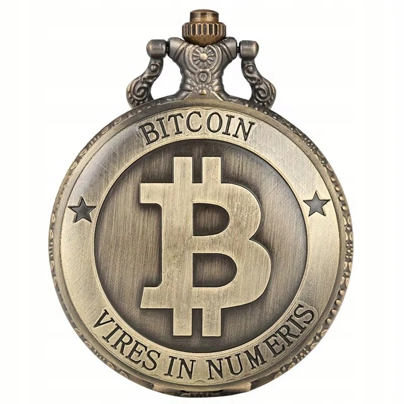 Zegarek Kieszonkowy Retro Bitcoin Blockchain Btc To The Moon Naszyjnik