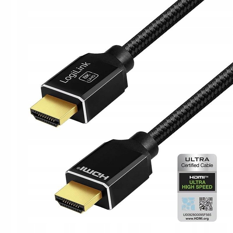 Kabel Hdmi LogiLink CH0112 8K/60 Hz, 48 Gb/s, aluminium, nylon, 3m