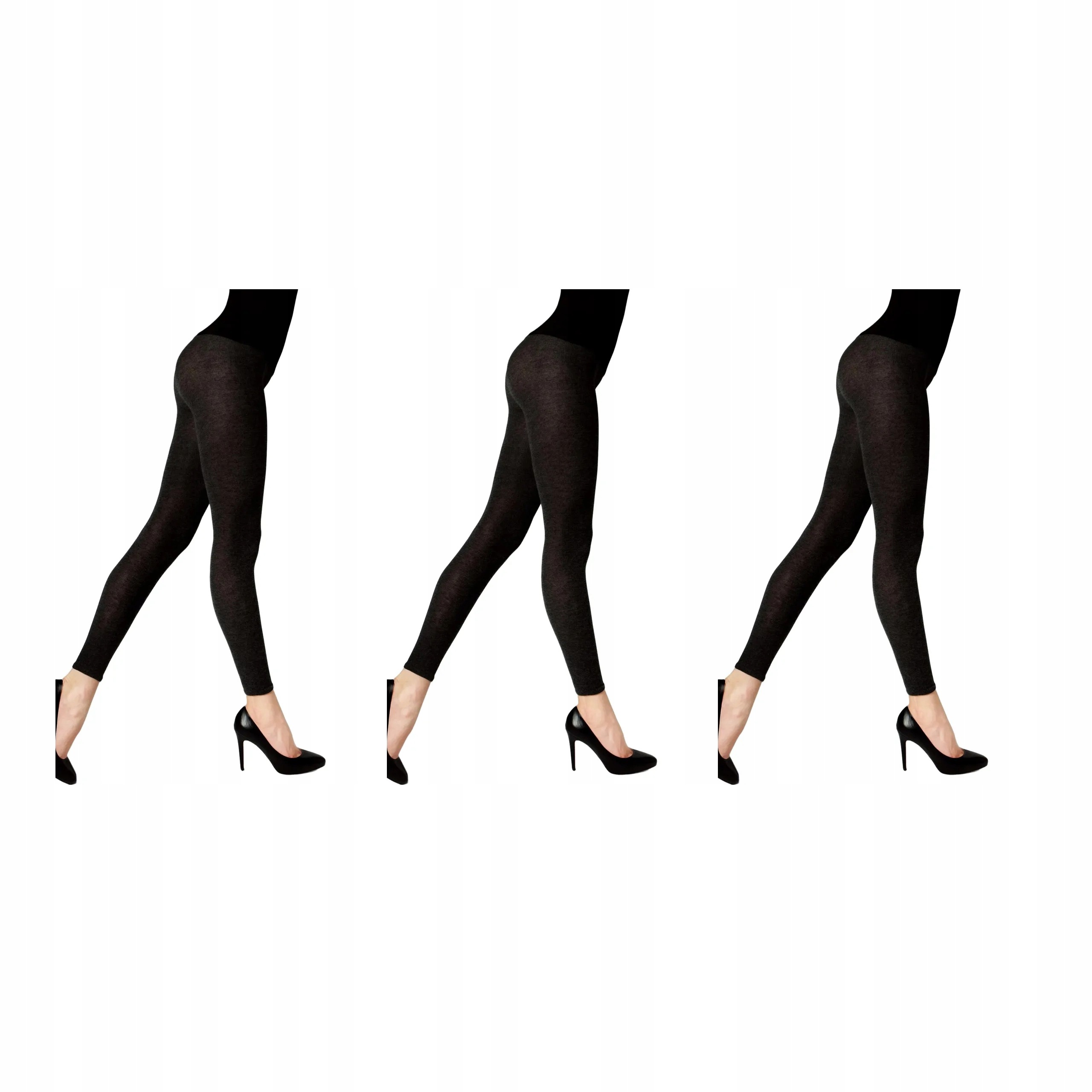 3 páry Dámské bavlněné legíny s vlnou 608 Cotton Legs 3x Černá 2-S