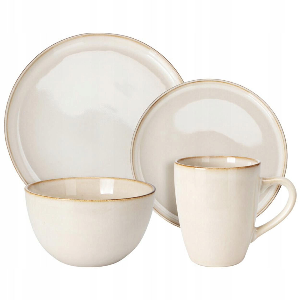 Jídelní Servis pro 4 osoby 16 dílů béžová Stolní Nádoba Reaktivní glazura