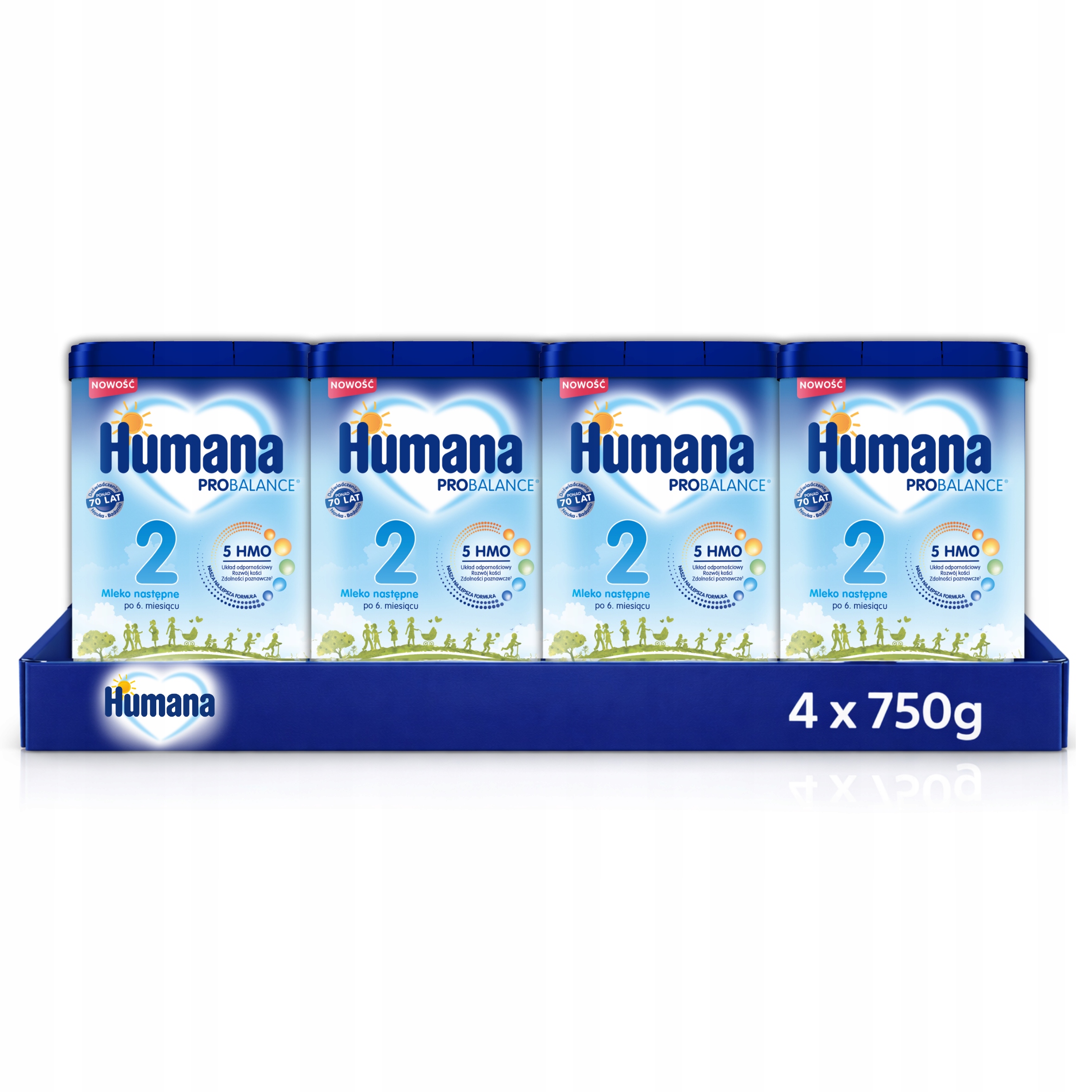 Zestaw Humana 2 5HMO mleko następne po 6. miesiącu 4x750g