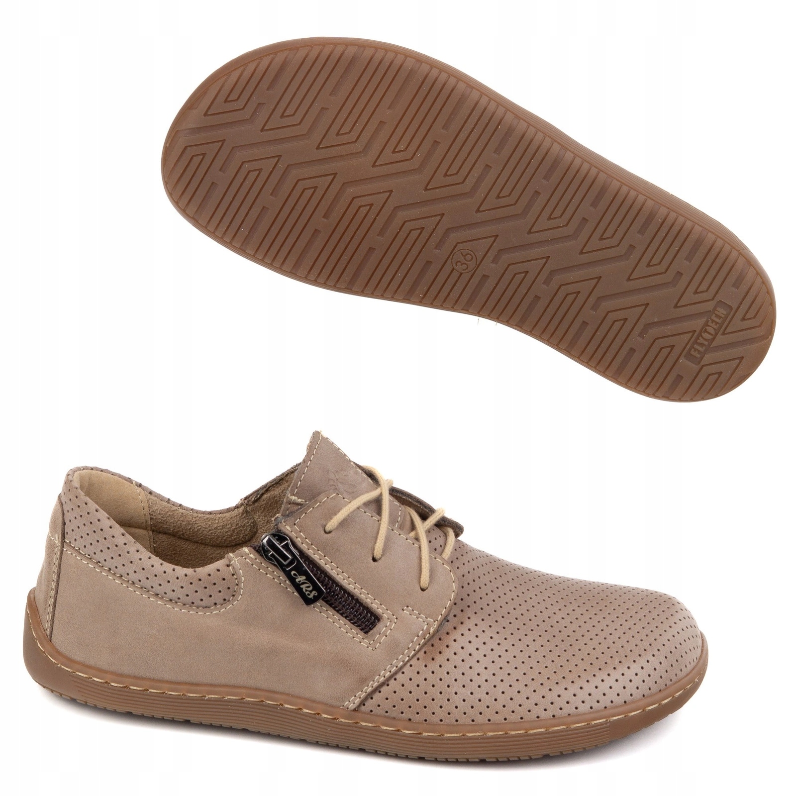 Dámské minimalistické kožené barefootové boty 1244 perforované béžové 37