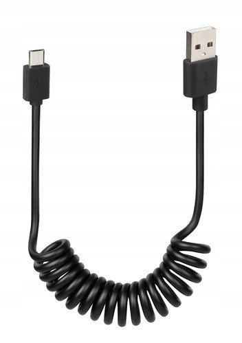 Kabel sprężynowy Usb|} Micro Usb 100 cm czarny