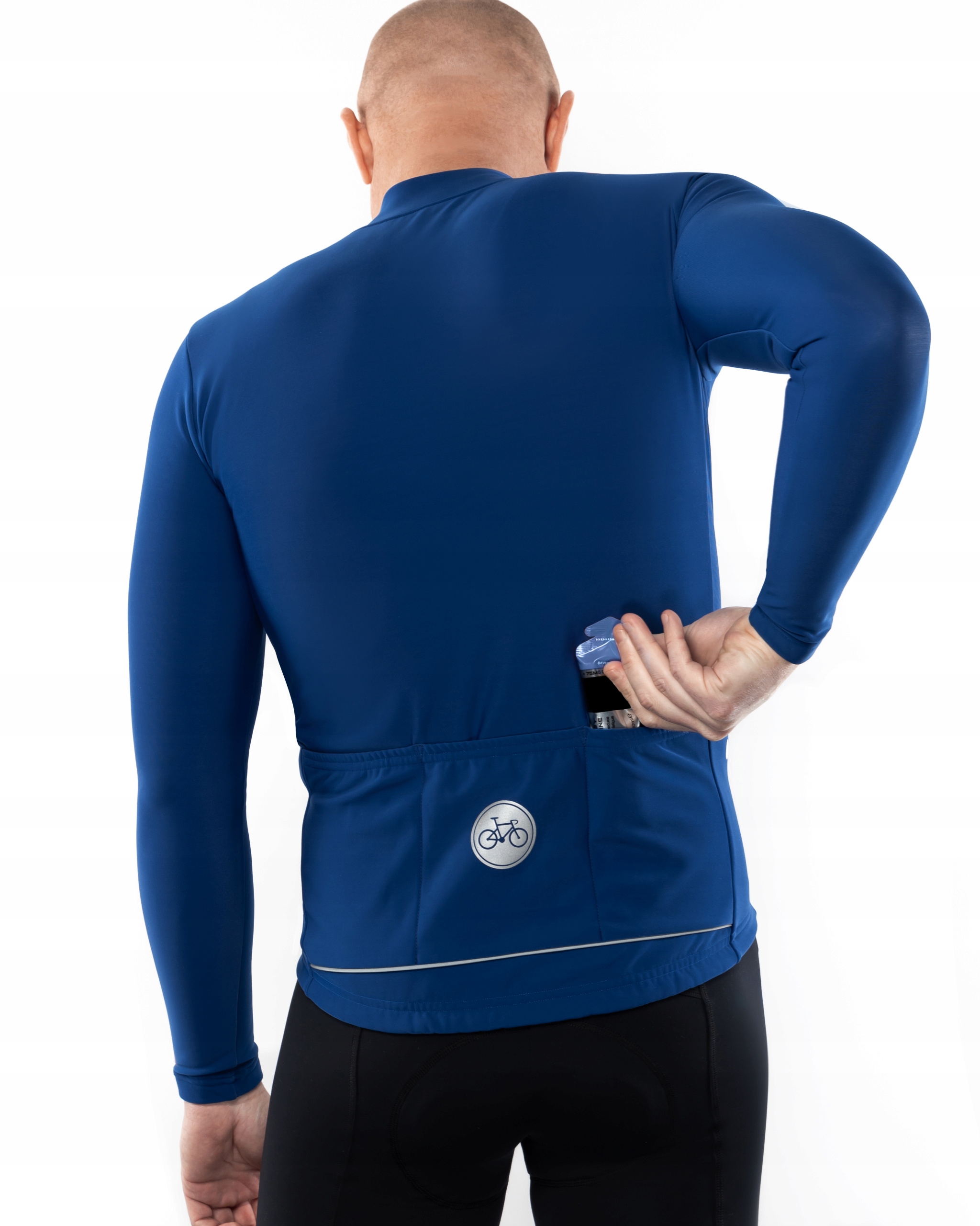 OCIEPLANA BLUZA KOLARSKA KOBALTOWA L, ODBLASKI, LOKOSPORT, SZOSOWKA. Kolor niebieski
