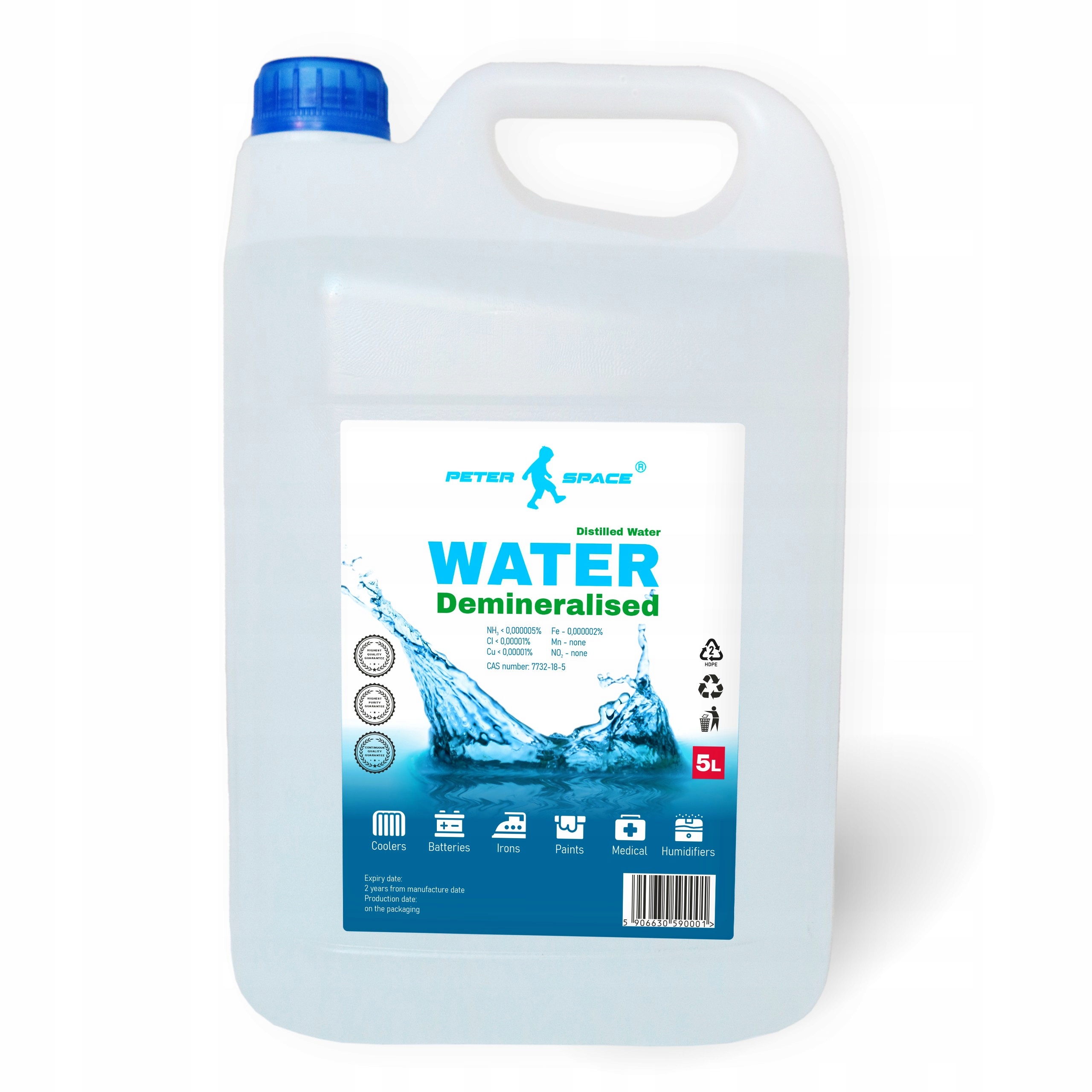 Woda destylowana demineralizowana ultra czysta 5l Peter Space