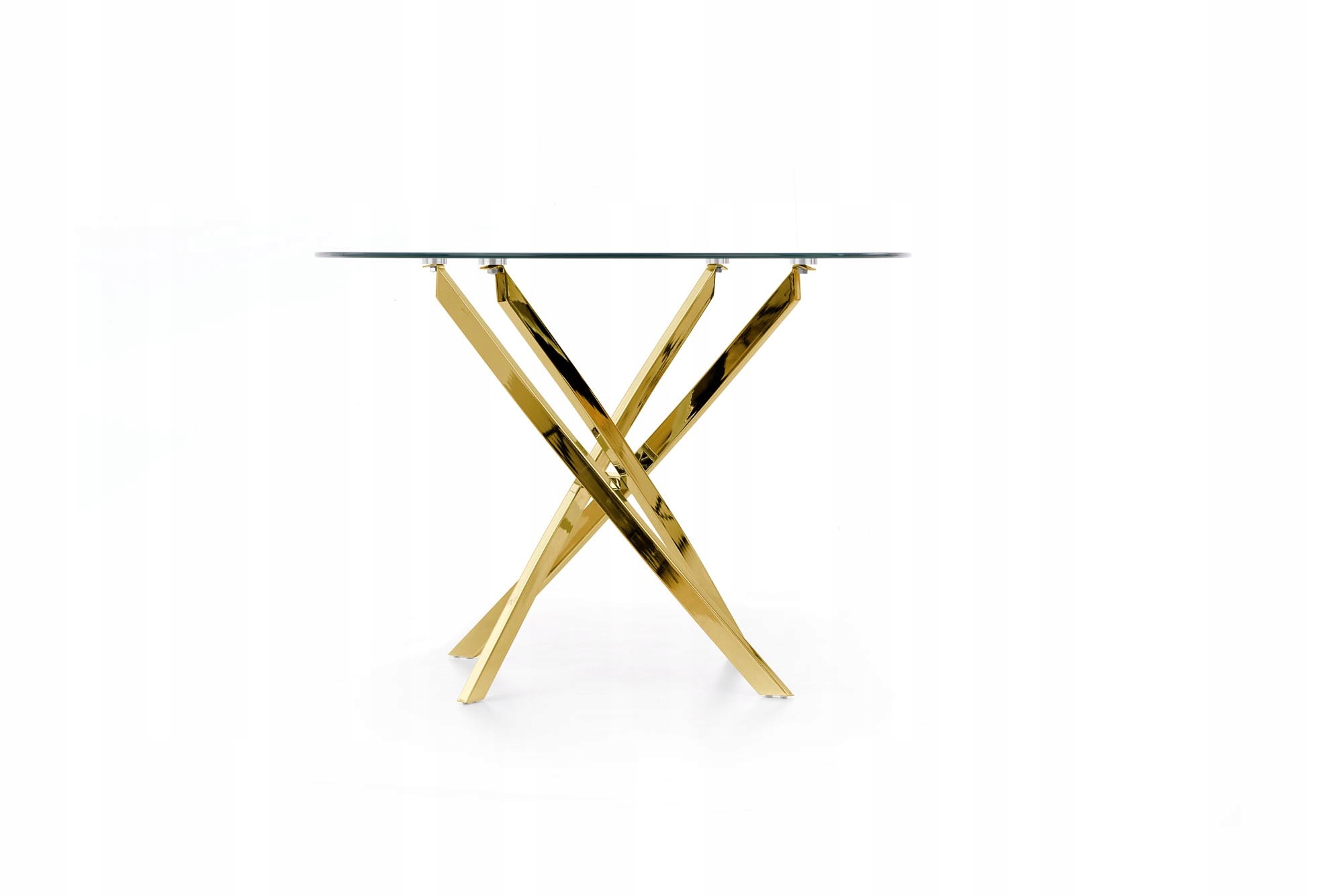 INGLESE Szklany Okrągły Stół Fi100cm Nogi Złoty Połysk - Blask i Luksus Głębokość mebla 100 cm