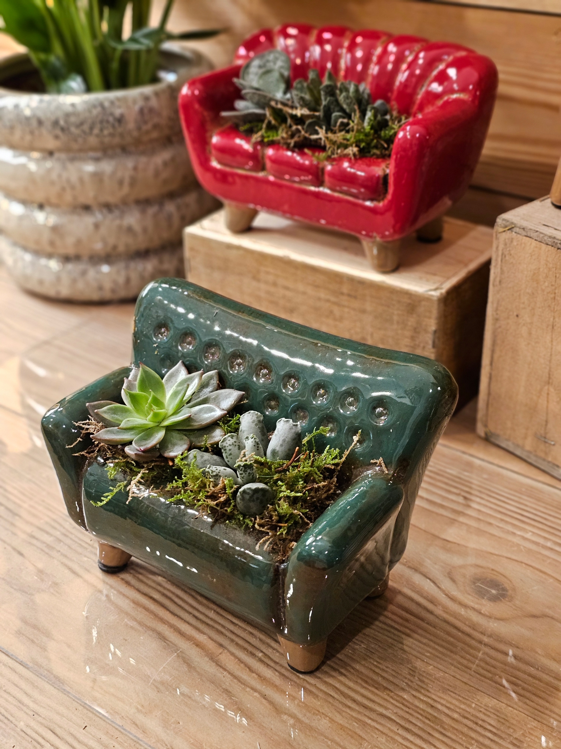 Sofa osłonka ceramiczna ciemna zielona ozdobna Kod producenta 228CAN14359