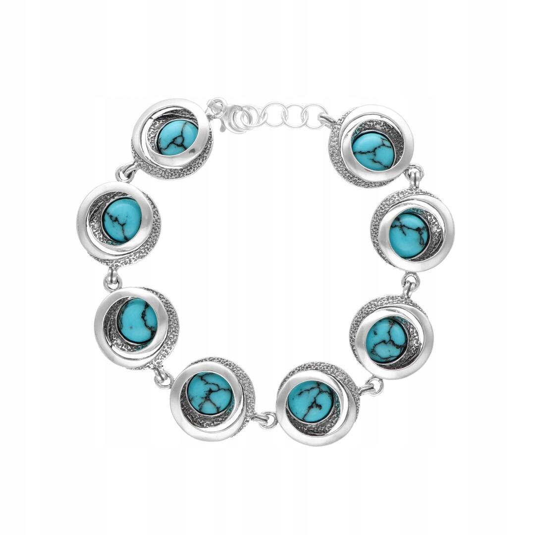 Geometrický náramek s tyrkysem, stříbro