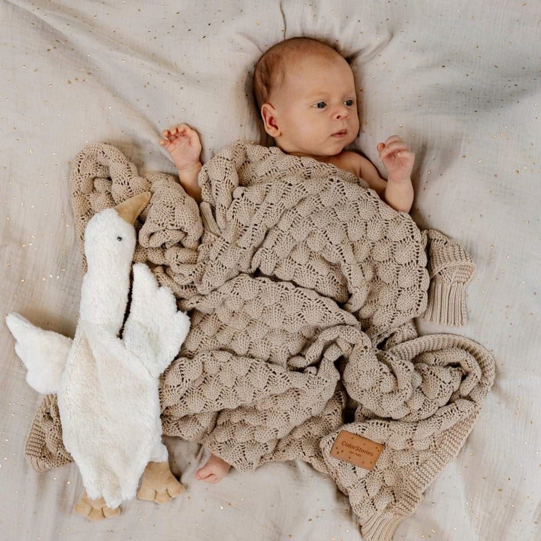 Kocyk Bambusowy dla Niemowląt Fema 80x100cm Cappuccino ColorStories Kolor beżowy