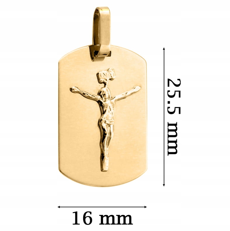 ZŁOTY NIEŚMIERTELNIK MĘSKI KRZYŻ Z WŁASNYM GRAWEREM ZŁOTO 585 Z PUDEŁKIEM Materiał żółte złoto