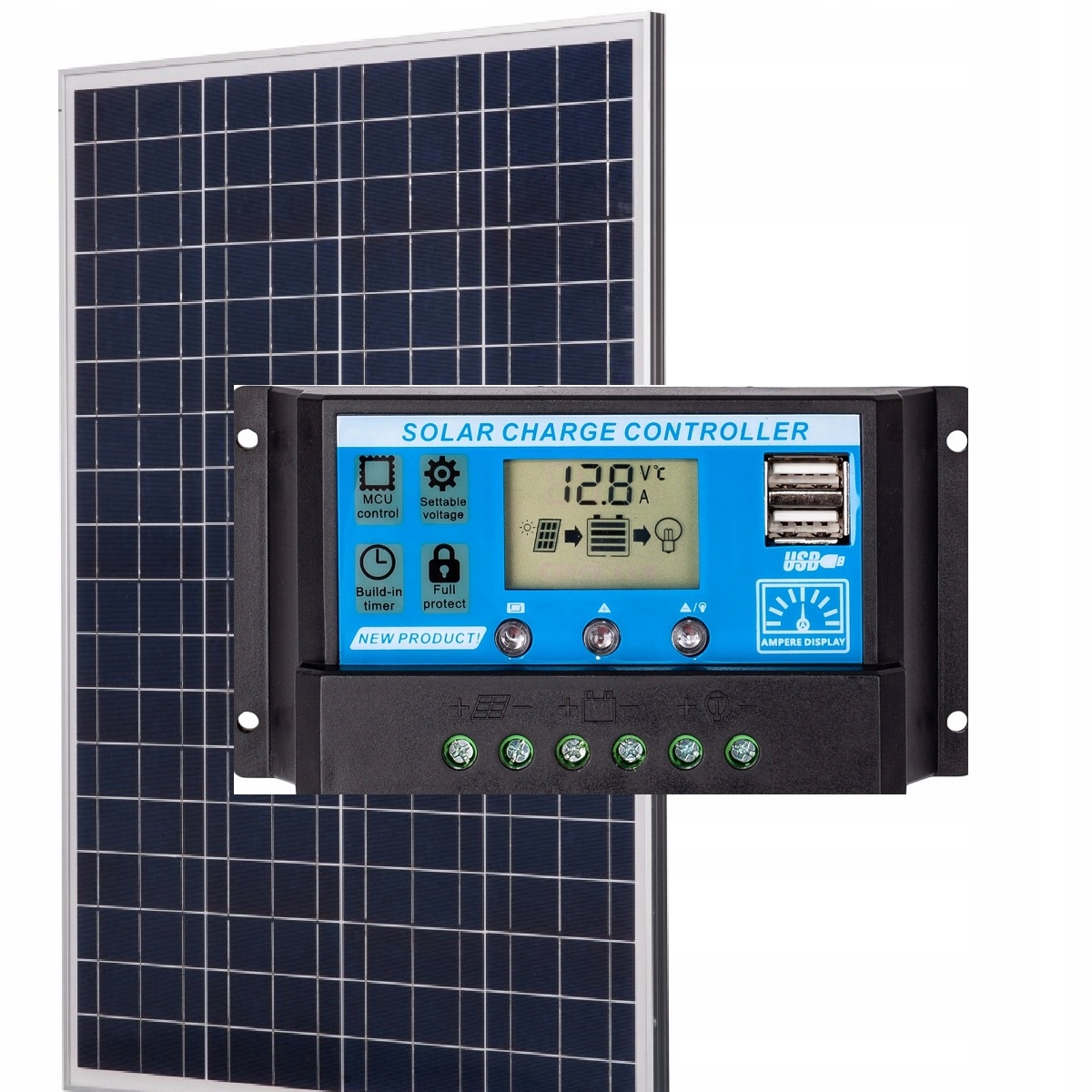 

Panel Fotowoltaiczny 100W 18V regulator 20A