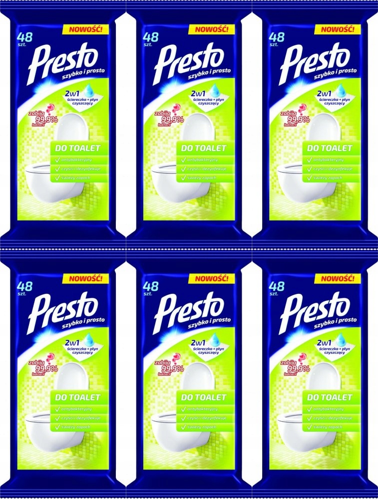

Presto Ściereczki Nawilżane Do Toalet 48 Sztuk x6