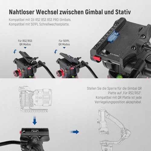 NEEWER Statyw Wideo 189cm Z Głowicą Fluidową Kompatybilny Z DJI RS — miniatura 4