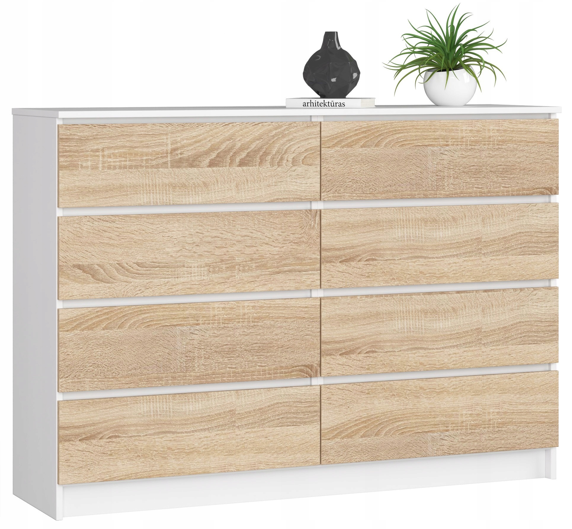 Komoda K140 8SZ Clp Biela Sonoma Akd