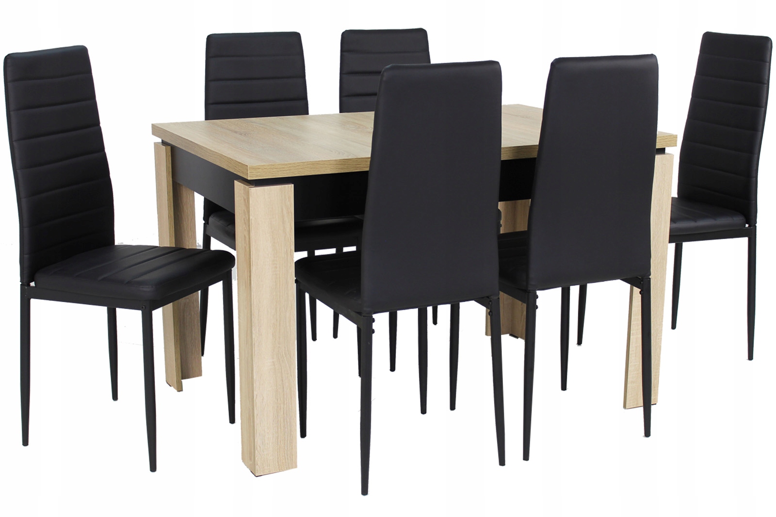 Nowoczesny stół 80x120/160 i 6 CZARNYCH KRZESEŁ
