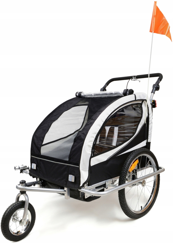 PRZYCZEPKA ROWEROWA PRO 3w1 AMORTYZOWANA + LEDY OŚWIETLENIE PASY DLA 2 OSÓB Kod producenta 5906138342737