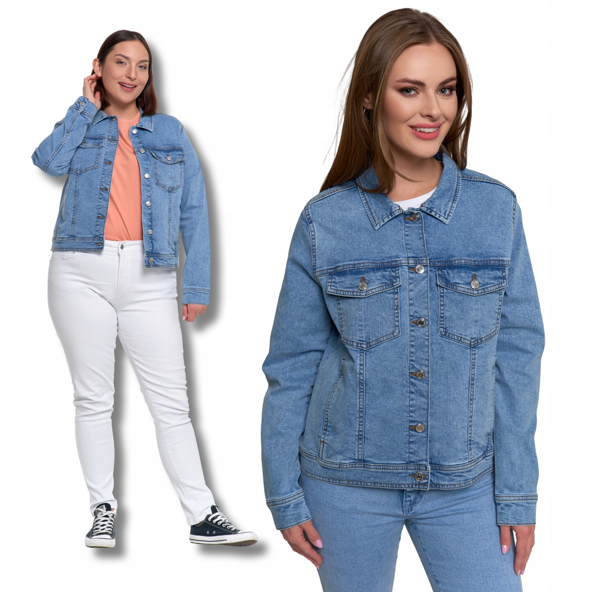 Dámská Klasická Džínová Bunda, Módní, Stylová Přechodová Bunda Moraj XL