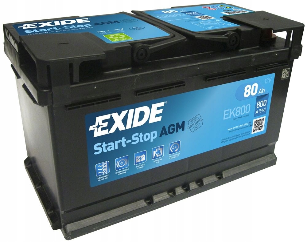 АКУМУЛЯТОР EXIDE START-STOP AGM 80AH 800A EK800