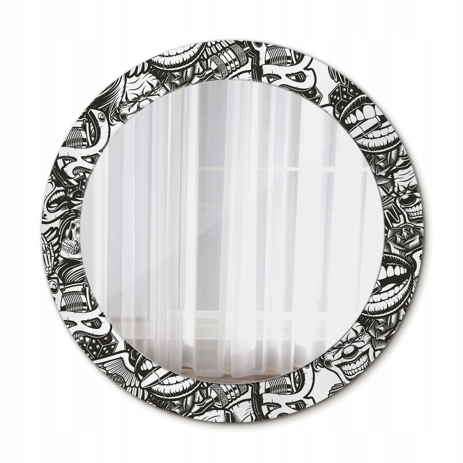 Moderné okrúhle zrkadlo Klauny graffiti 70 cm