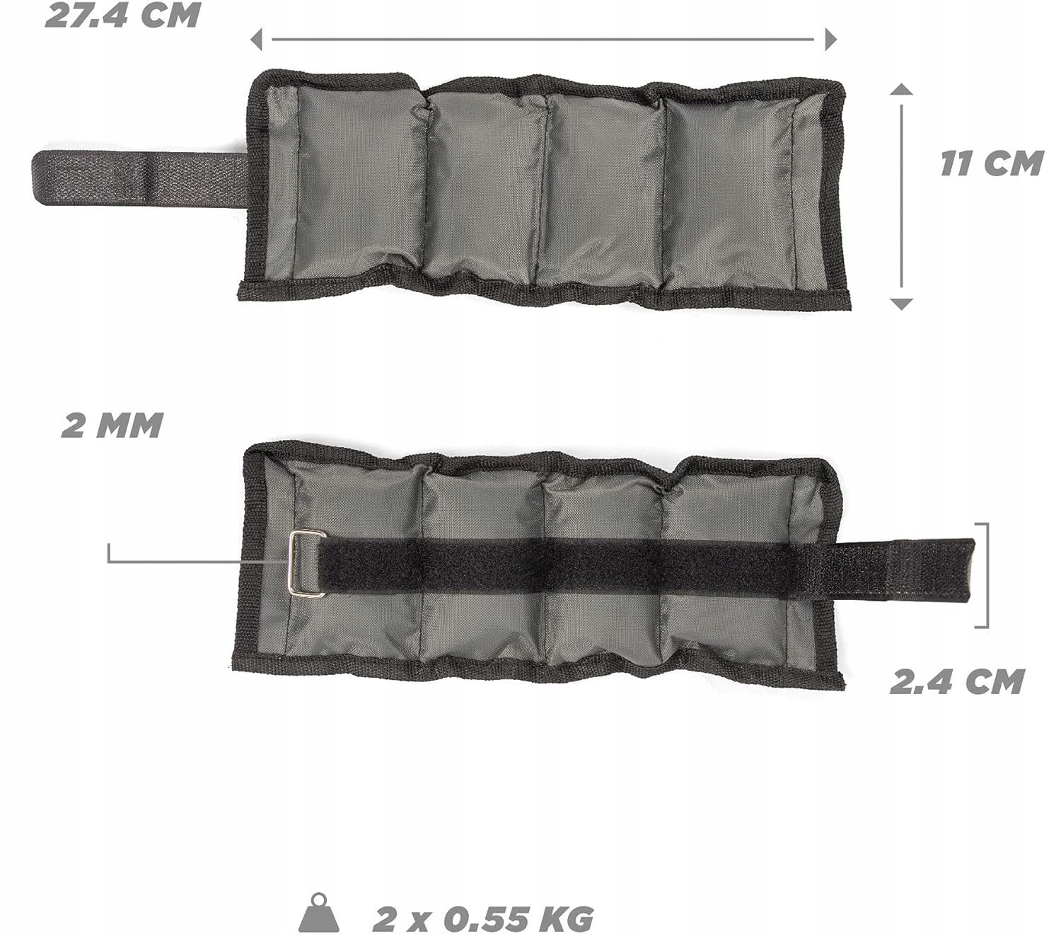 OBCIĄŻNIKI NA NADGARSTKI RĘCE KOSTKI NOGI CIĘŻARKI 2 x 550G REGULOWANE